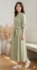 Keisa Plitted Belt Dress